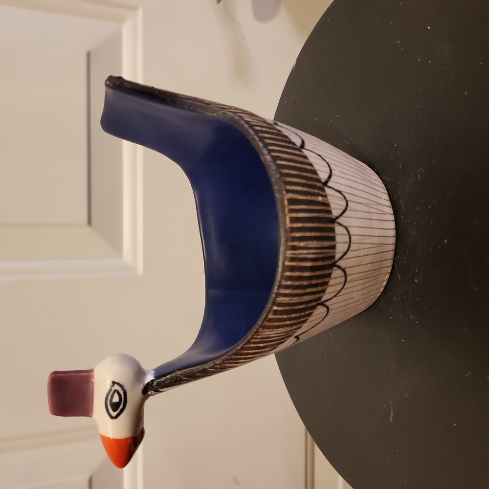 Bitossi Bird Bowl Authentic Mid-century Modern Rare Form Signed Repaired